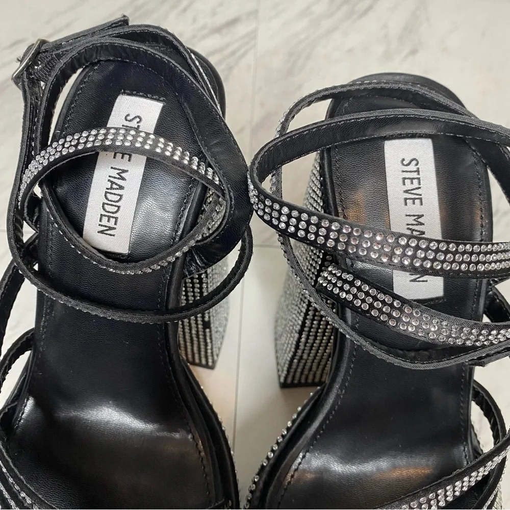 Steve Madden Cocktails Rhinestone Platform Heeled Sandal 7M